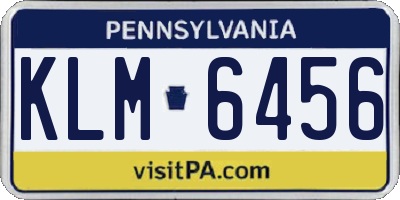 PA license plate KLM6456