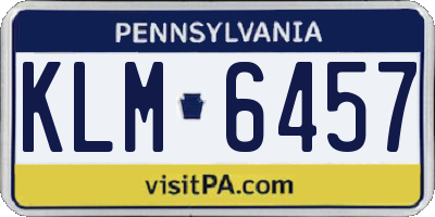 PA license plate KLM6457