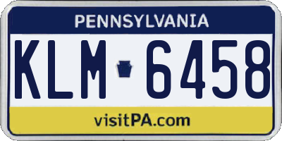 PA license plate KLM6458