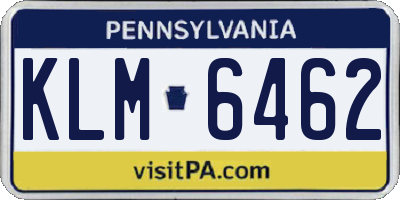 PA license plate KLM6462