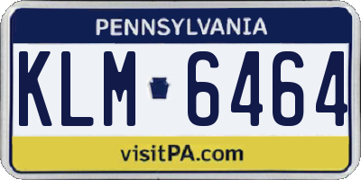 PA license plate KLM6464