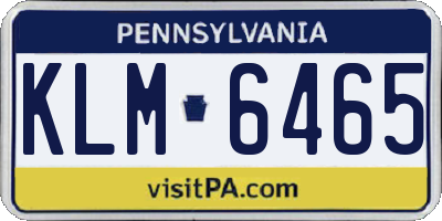 PA license plate KLM6465