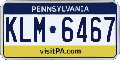 PA license plate KLM6467