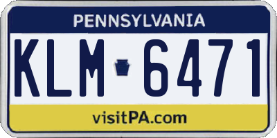 PA license plate KLM6471