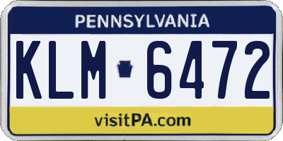 PA license plate KLM6472