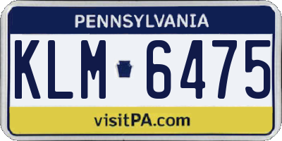PA license plate KLM6475