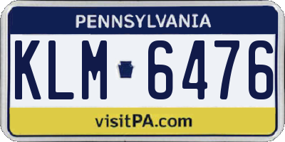 PA license plate KLM6476