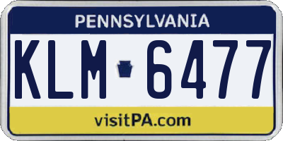 PA license plate KLM6477
