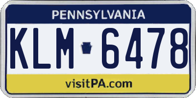 PA license plate KLM6478