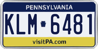 PA license plate KLM6481
