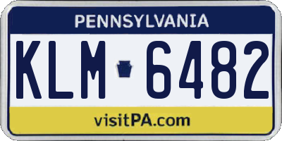 PA license plate KLM6482