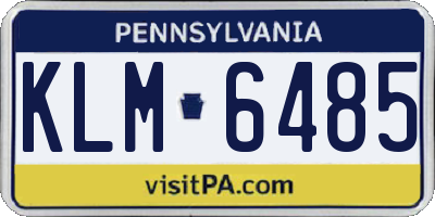 PA license plate KLM6485