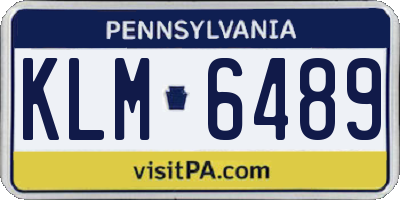 PA license plate KLM6489