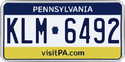 PA license plate KLM6492