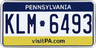 PA license plate KLM6493