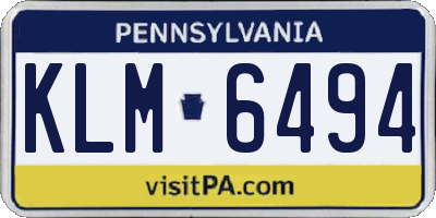 PA license plate KLM6494