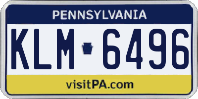 PA license plate KLM6496