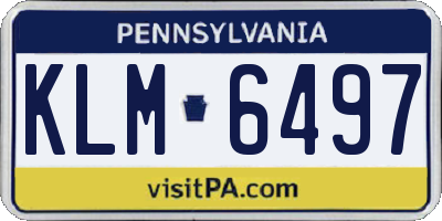 PA license plate KLM6497