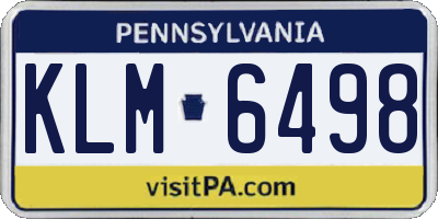 PA license plate KLM6498