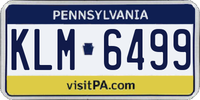 PA license plate KLM6499