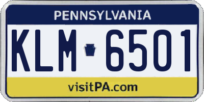 PA license plate KLM6501