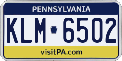 PA license plate KLM6502