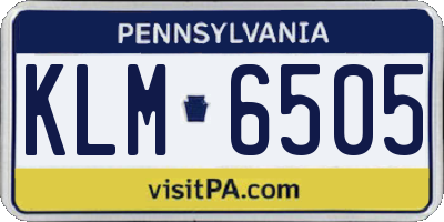 PA license plate KLM6505