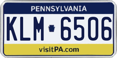 PA license plate KLM6506