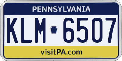 PA license plate KLM6507