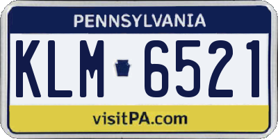 PA license plate KLM6521