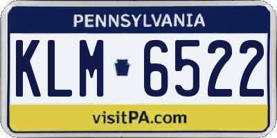 PA license plate KLM6522