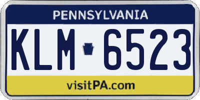 PA license plate KLM6523
