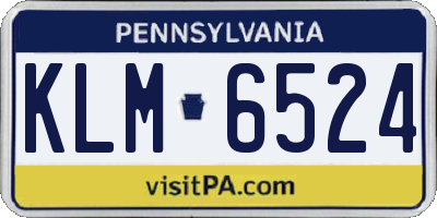 PA license plate KLM6524