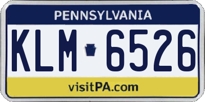 PA license plate KLM6526