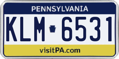 PA license plate KLM6531