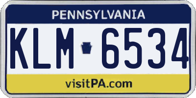 PA license plate KLM6534