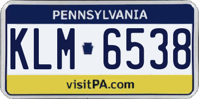 PA license plate KLM6538