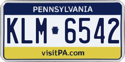 PA license plate KLM6542