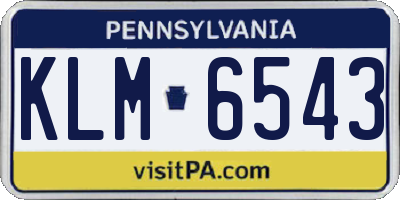 PA license plate KLM6543
