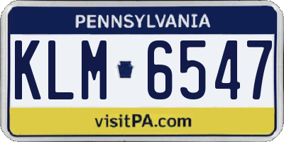 PA license plate KLM6547