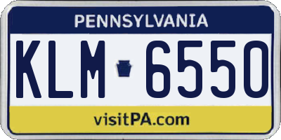 PA license plate KLM6550