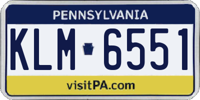 PA license plate KLM6551