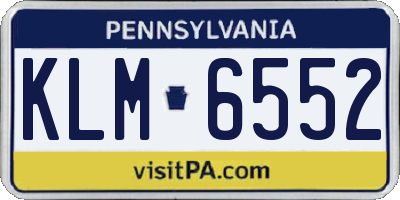 PA license plate KLM6552
