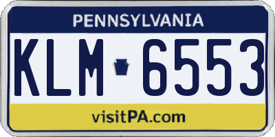 PA license plate KLM6553