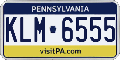 PA license plate KLM6555