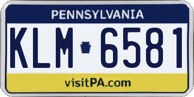 PA license plate KLM6581