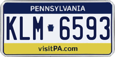 PA license plate KLM6593