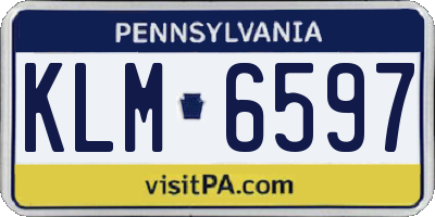 PA license plate KLM6597