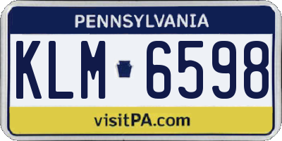 PA license plate KLM6598