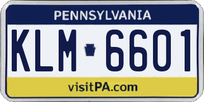 PA license plate KLM6601